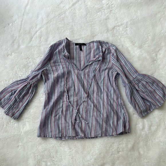 BCBG Bell Sleeve Blouse with Ties - Picture 1 of 2